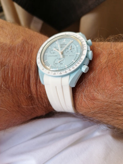 Wraparound "SILICONE" straps for all OmegaSwatch models of the "Mission to the Moon" series and other watches with 20mm lugs (Timex, Seiko, Citizen etc .)