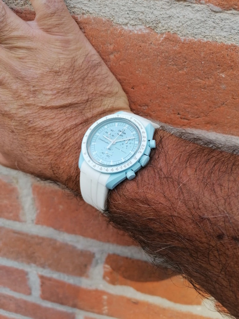 Wraparound "SILICONE" straps for all OmegaSwatch models of the "Mission to the Moon" series and other watches with 20mm lugs (Timex, Seiko, Citizen etc .)