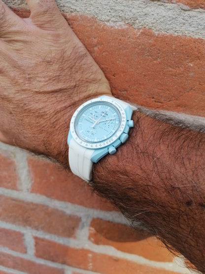 Wraparound "SILICONE" straps for all OmegaSwatch models of the "Mission to the Moon" series and other watches with 20mm lugs (Timex, Seiko, Citizen etc .)