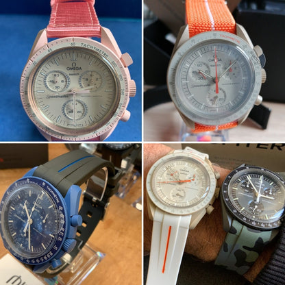 Wraparound "SILICONE" straps for all OmegaSwatch models of the "Mission to the Moon" series and other watches with 20mm lugs (Timex, Seiko, Citizen etc .)