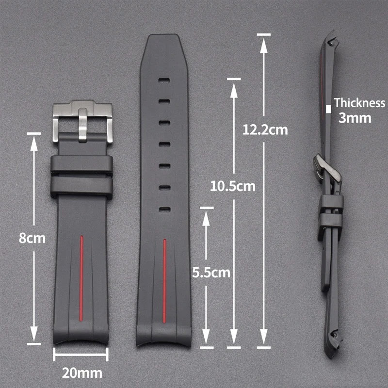 Wraparound "SILICONE" straps for all OmegaSwatch models of the "Mission to the Moon" series and other watches with 20mm lugs (Timex, Seiko, Citizen etc .)