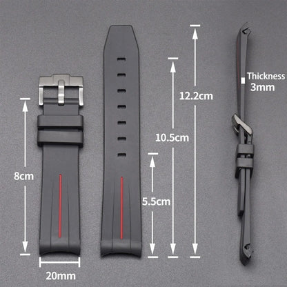 Wraparound "SILICONE" straps for all OmegaSwatch models of the "Mission to the Moon" series and other watches with 20mm lugs (Timex, Seiko, Citizen etc .)