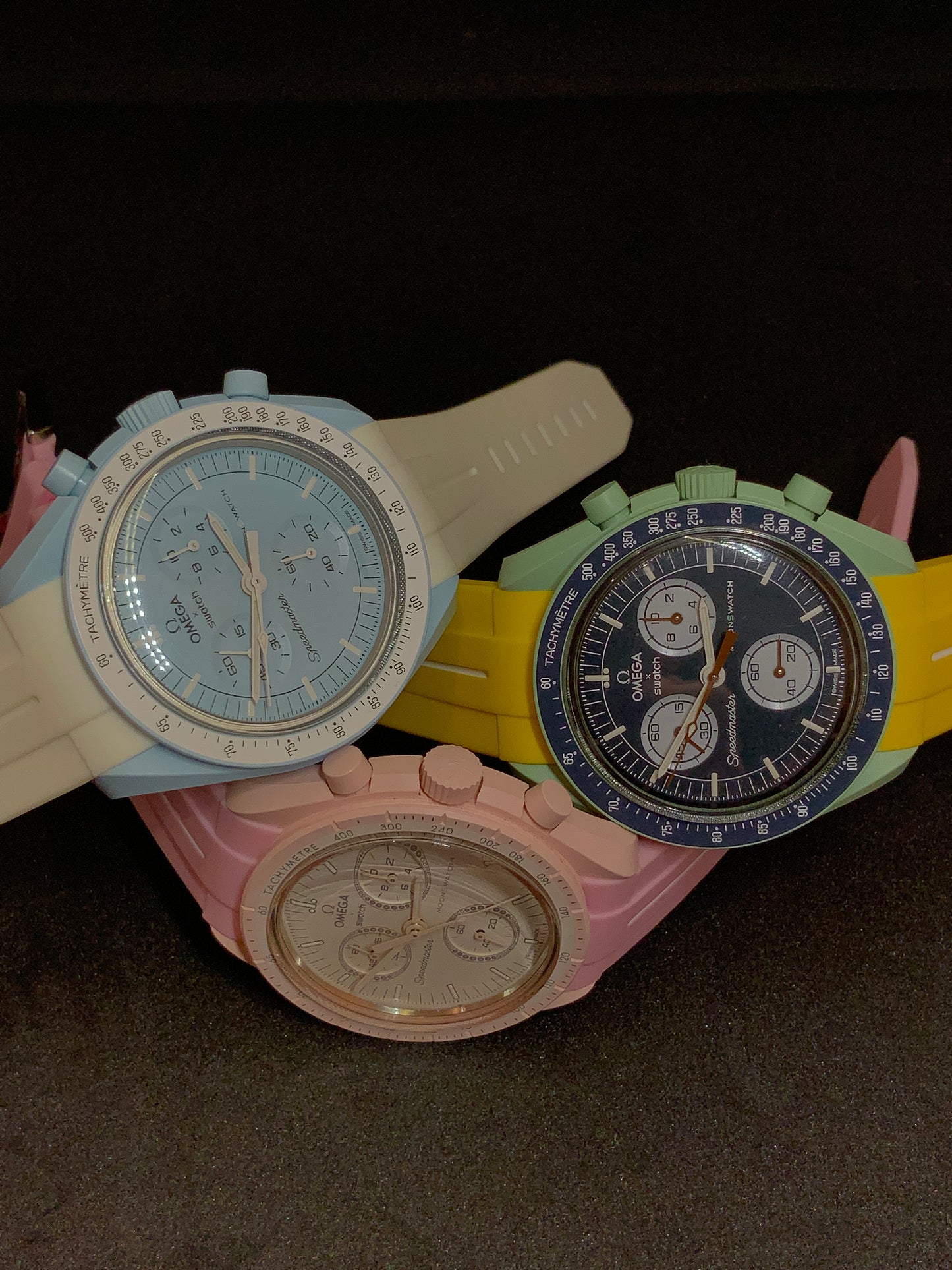 Wraparound "SILICONE" straps for all OmegaSwatch models of the "Mission to the Moon" series and other watches with 20mm lugs (Timex, Seiko, Citizen etc .)