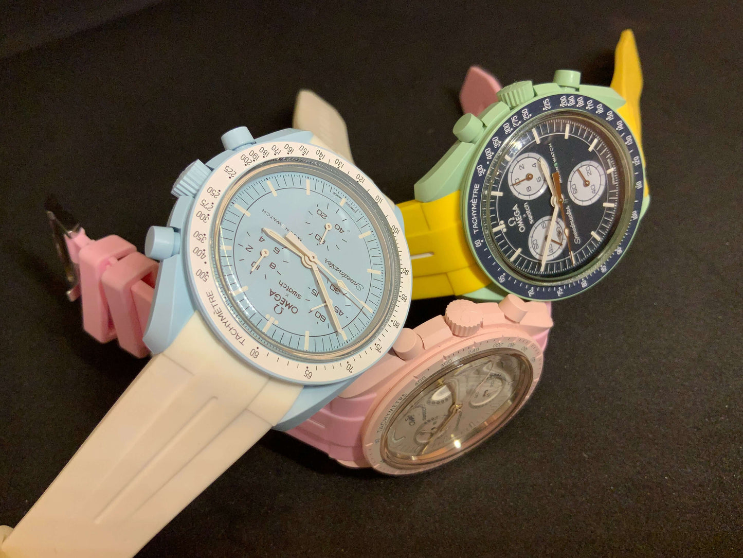 Wraparound "SILICONE" straps for all OmegaSwatch models of the "Mission to the Moon" series and other watches with 20mm lugs (Timex, Seiko, Citizen etc .)