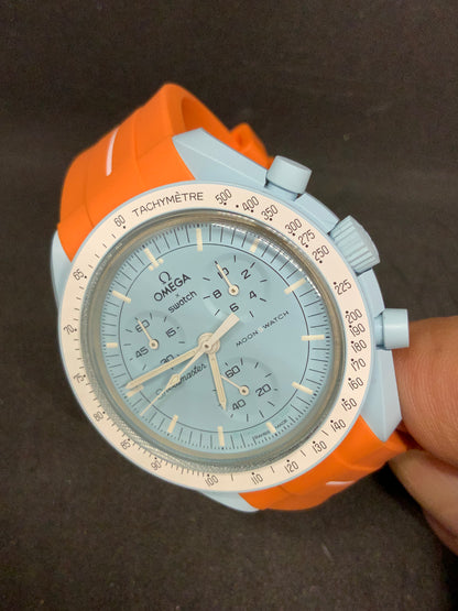 Wraparound "SILICONE" straps for all OmegaSwatch models of the "Mission to the Moon" series and other watches with 20mm lugs (Timex, Seiko, Citizen etc .)