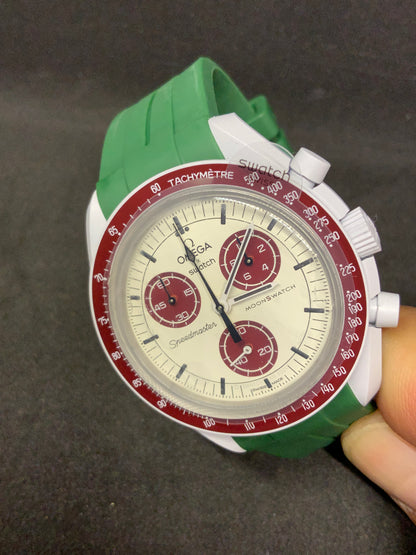 Wraparound "SILICONE" straps for all OmegaSwatch models of the "Mission to the Moon" series and other watches with 20mm lugs (Timex, Seiko, Citizen etc .)