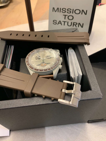 Wraparound "SILICONE" straps for all OmegaSwatch models of the "Mission to the Moon" series and other watches with 20mm lugs (Timex, Seiko, Citizen etc .)