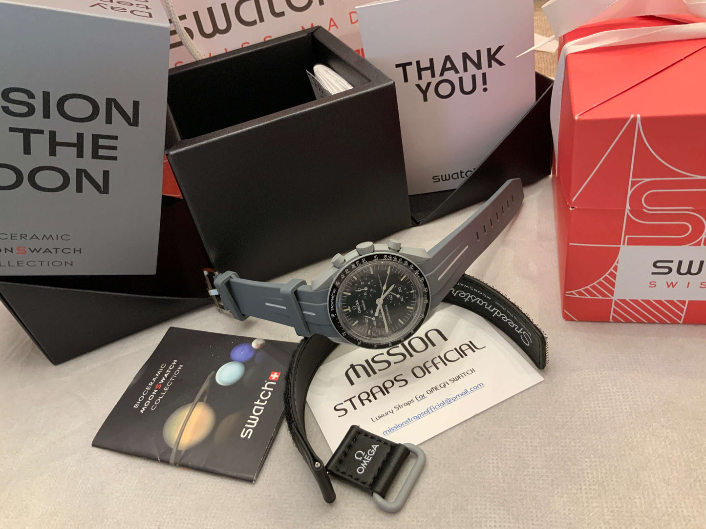Wraparound "SILICONE" straps for all OmegaSwatch models of the "Mission to the Moon" series and other watches with 20mm lugs (Timex, Seiko, Citizen etc .)