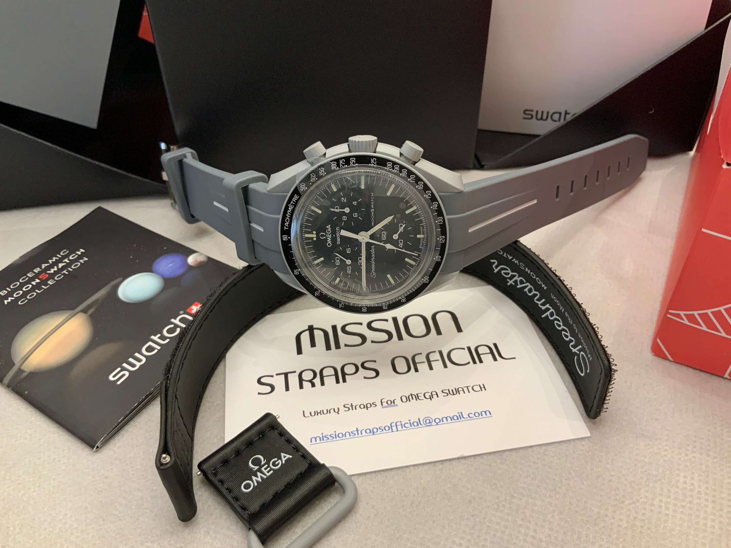 Wraparound "SILICONE" straps for all OmegaSwatch models of the "Mission to the Moon" series and other watches with 20mm lugs (Timex, Seiko, Citizen etc .)