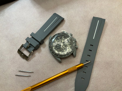 Wraparound "SILICONE" straps for all OmegaSwatch models of the "Mission to the Moon" series and other watches with 20mm lugs (Timex, Seiko, Citizen etc .)