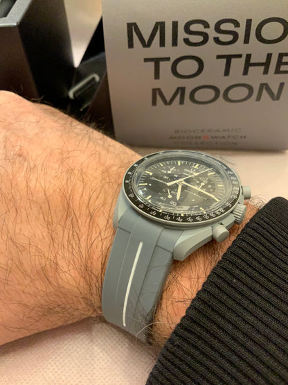 Wraparound "SILICONE" straps for all OmegaSwatch models of the "Mission to the Moon" series and other watches with 20mm lugs (Timex, Seiko, Citizen etc .)